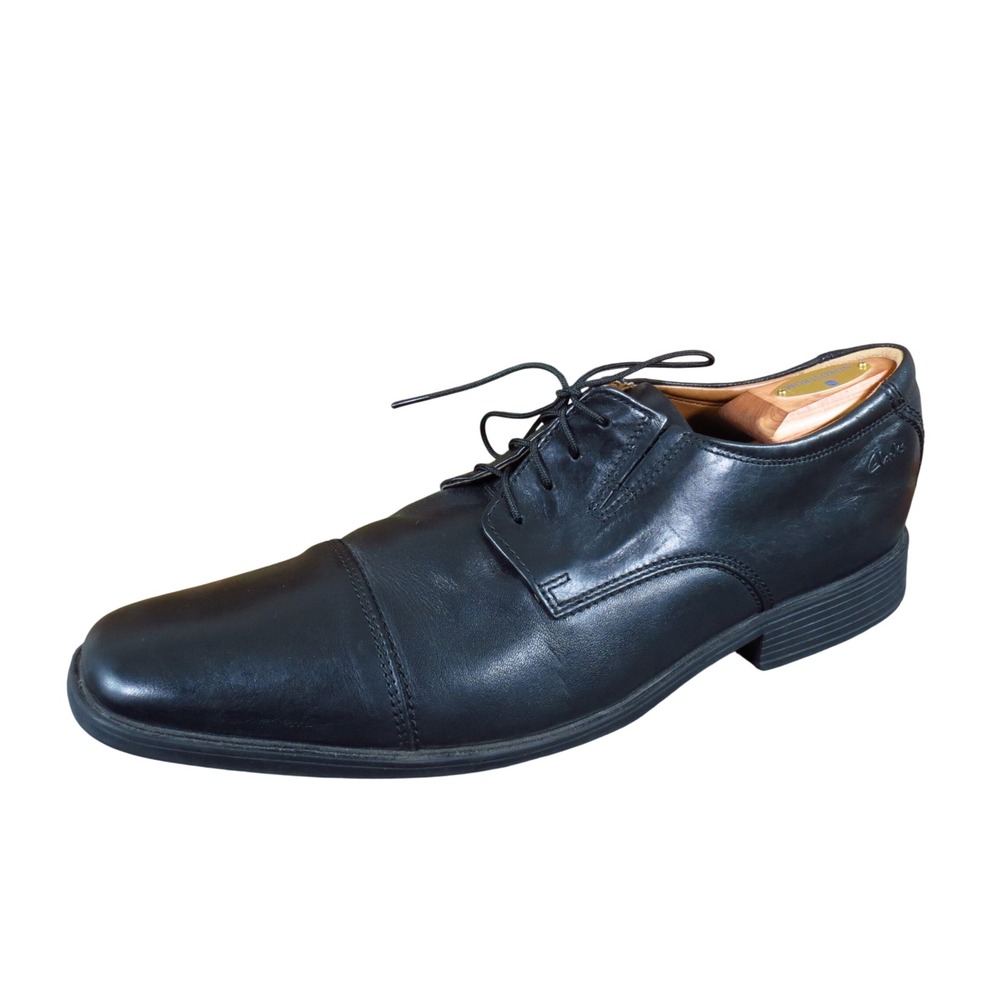 Clarks Tilden Cap Mens Oxford Shoes Size 12 Dress Formal Black Leather
